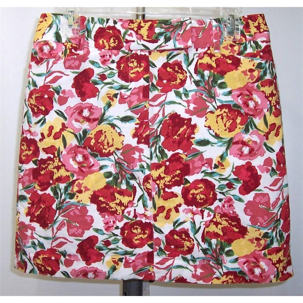 Ann Taylor Loft Floral Mini Skirt Above-Knee 6 Multi-Color Pencil‎ Straight